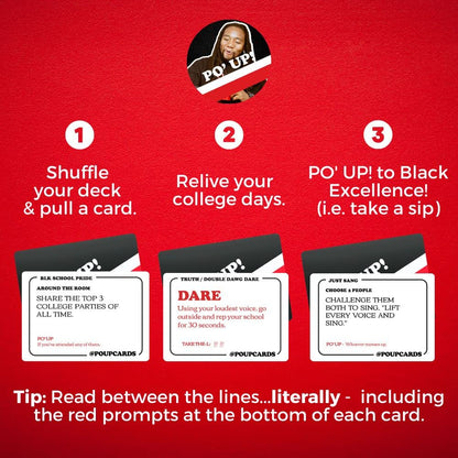 PO' UP! Card Game - The Ultimate Party Game for Black Alumni from HBCUs to PWIs | Perfect for Graduation, Greek Picnics, Parties, Family Gatherings and Birthdays