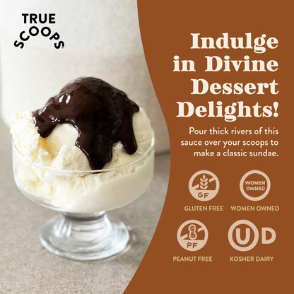 True Scoops Beginner's Pack - Vanilla Bean Ice Cream Mix & Hot Fudge Sauce Mix. Makes 1 Pint of Homemade Ice Cream And 1 Cup of Sauce. Women-Owned, Gluten-Free, Peanut-Free, and Kosher.