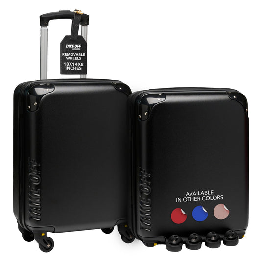 Take OFF Luggage 18 Inch Personal Item Suitcase 2.0 with Removable Wheels Converts from Carry-On into Under the Seat Luggage and fits Airline Sizers 18x14x8 Inches
