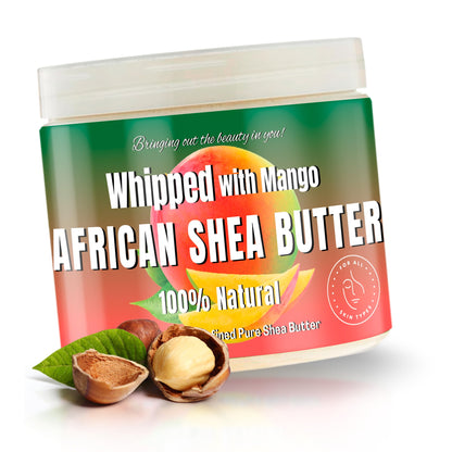 RA COSMETICS Whipped Shea Butter Mango - 100% Pure and Natural African Shea Butter - Ultimate Handcrafted Moisturizer with Essential Vitamins for Radiant Skin and Luscious Hair - 12oz Jar