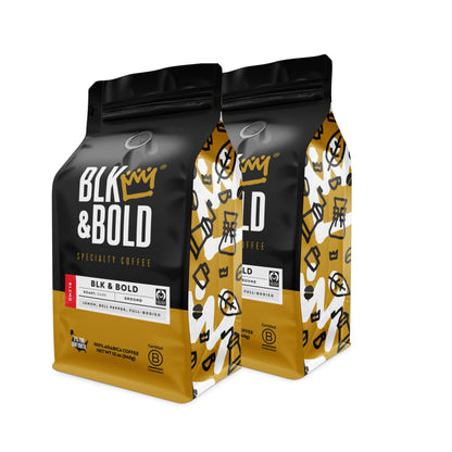 BLK & Bold Ground Coffee, Blk & BOLD Premium Dark Roast, 100% Arabica Beans, 12 oz Bag (2 Pack)