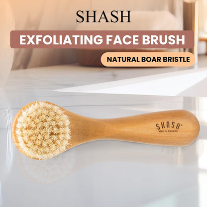 Since 1869 Hand Made in Germany - Sustainable Exfoliating Face Brush, Scrub Cleansing Brush, Exfoliates Skin to Help Reduce Flaking, Fine Lines, Supports Glowing Complexion Natural Boar Bristle