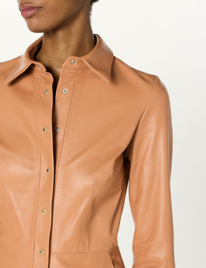 Sergio Hudson, Button Down Shirt Dress, 2, Camel