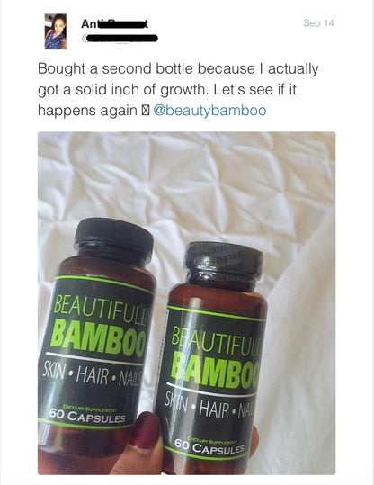 Beautifully Bamboo Ultra Vitamin for Skin, Hair, and Nail Growth. Enriched with Biotin, Bamboo Silica, Amino Acids and more (60 capsules)