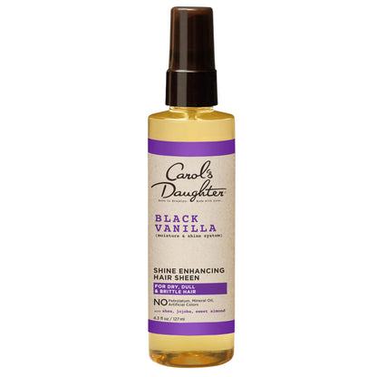 Carol's Daughter Black Vanilla Hair Sheen for Curly, Wavy or Natural Hair, Hair Shine Spray and Moisturizer For Dry, Dull or Brittle Hair, 4.3Fl Oz