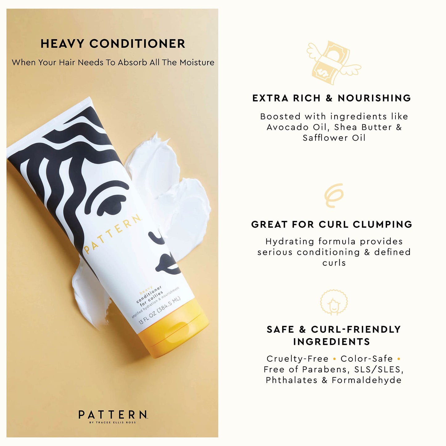 PATTERN Beauty by Tracee Ellis Ross Heavy Conditioner, 3 Fl Oz, Great for Curlies, Coilies and Tight-Textures, 3a-4c