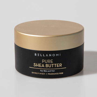 Bellanomi 100% Pure African Raw Shea Butter for Hair & Skin, Organic Formula, Unscented, Moisturizing, Body Butter for Dry Skin, Hair and Nails (3.4 oz)