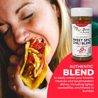 Mo'Spices & Seasonings - Sweet & Spicy Chili Blend, Low Sodium, Gluten Free, Non-GMO, Soy Free, MSG Free, Vegan, Paleo & Keto Friendly-Health Conscious-Sea Salt - Spices - Perfect for Foodies & Picky Eaters