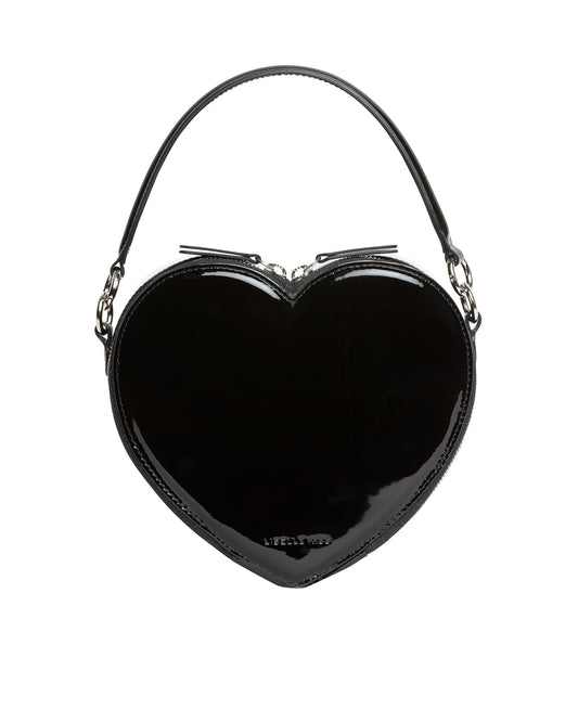 Liselle Kiss Harley Heart Top Handle Crossbody Bag, Black Glossy