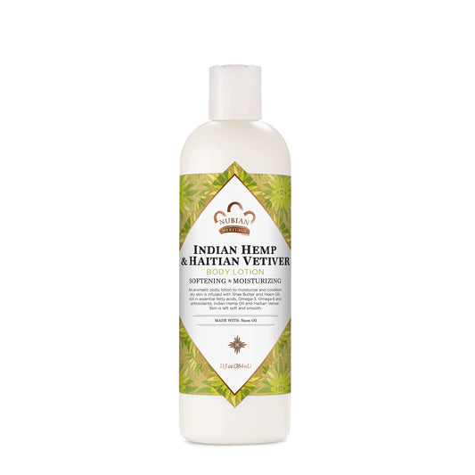 Nubian Heritage Body Lotion Indian Hemp & Haitian Vetiver for All Skin Types Made with Fair Trade Shea Butter, 13 oz