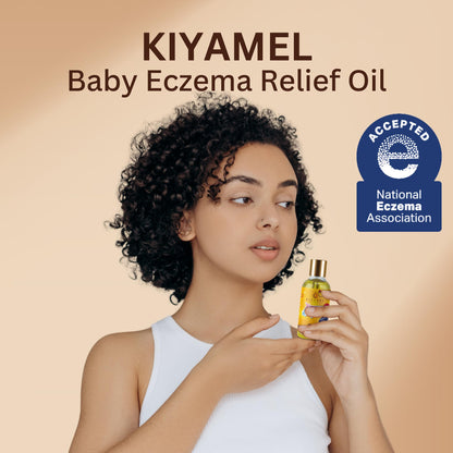 KIYAMEL | Moisturizing Eczema Relief Essential Baby Oil with Hemp Seed Oil for Dry, Itchy Skin, Soothing Moisturizer with Vitamin E and Chamomile, Revitalizing Hydration for Babies/Kids/Children