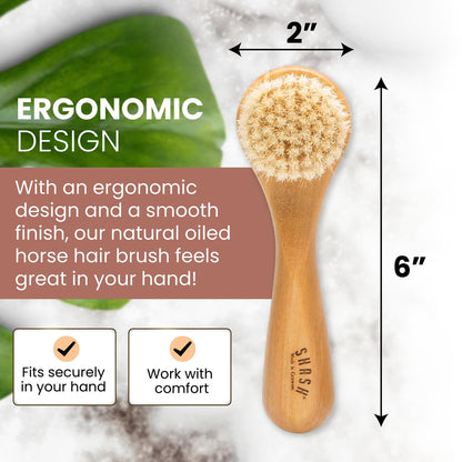 Since 1869 Hand Made in Germany - Sustainable Exfoliating Face Brush, Scrub Cleansing Brush, Exfoliates Skin to Help Reduce Flaking, Fine Lines, Supports Glowing Complexion Natural Boar Bristle
