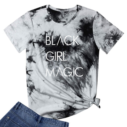 BLACKOO Women Cute Graphic Tie Dye Tees White Black Medium