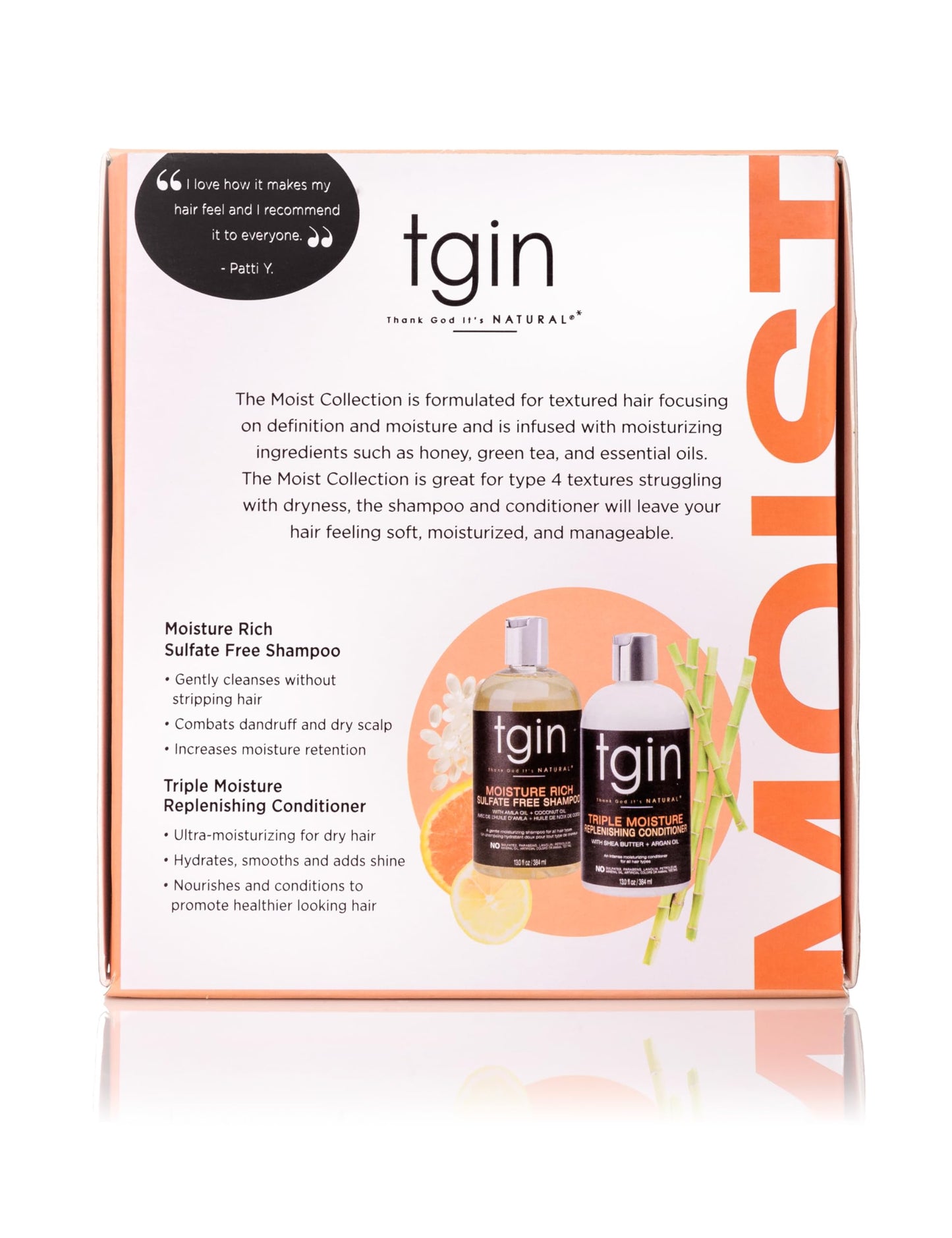 tgin Moisturizing Shampoo & Conditioner Duo for Curly, Coily and Wavy Hair, Sulfate Free, Moisturizes and Detangles Dry Hair, 13 oz (Set)