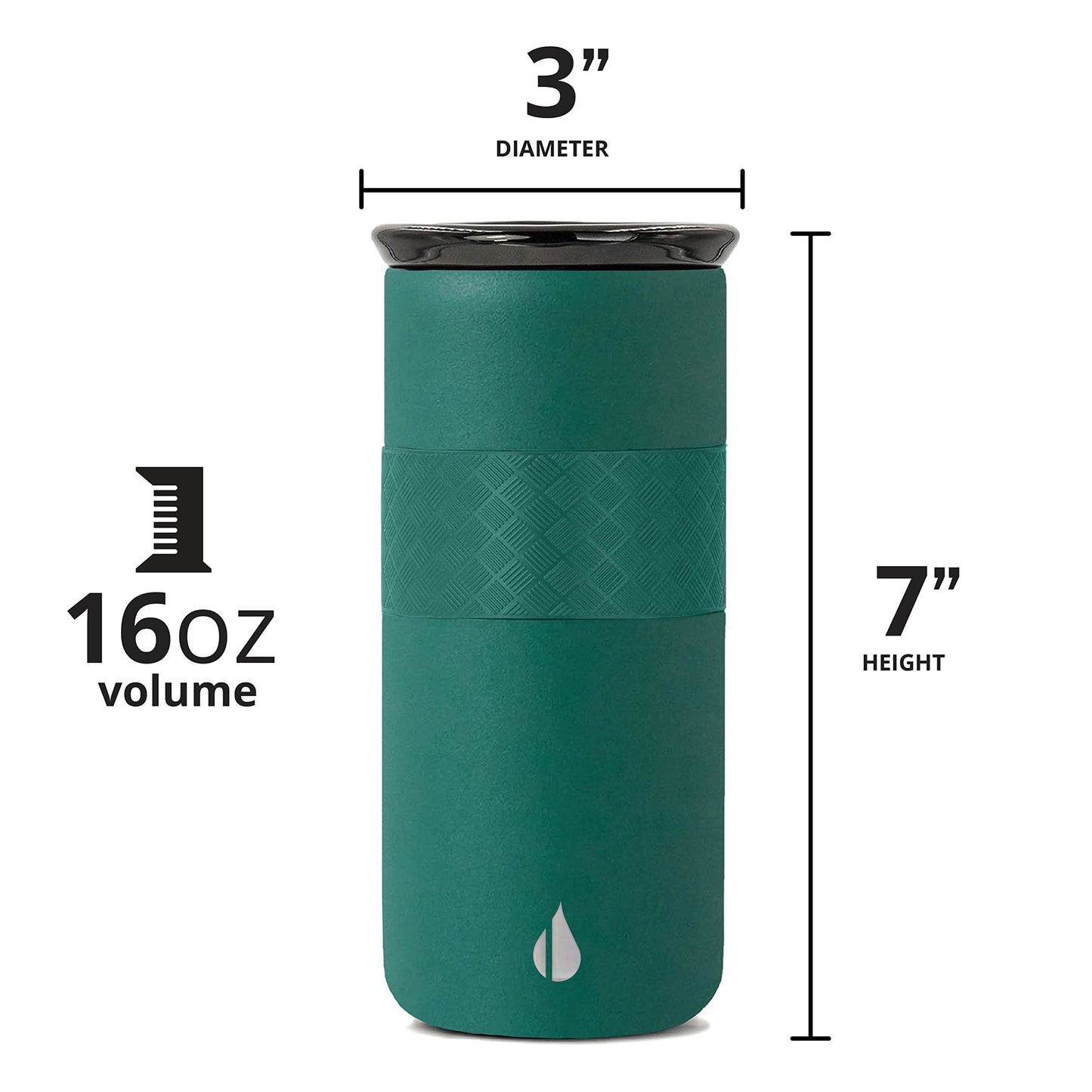 Elemental Artisan Insulated Tumbler, Triple Wall Coffee Travel Mug, Reusable Stainless Steel Coffee Tumbler with Ceramic Lid, Thermal Coffee Cups for Hot (6 Hrs) & Cold (18 Hrs), 16oz - Forest Green