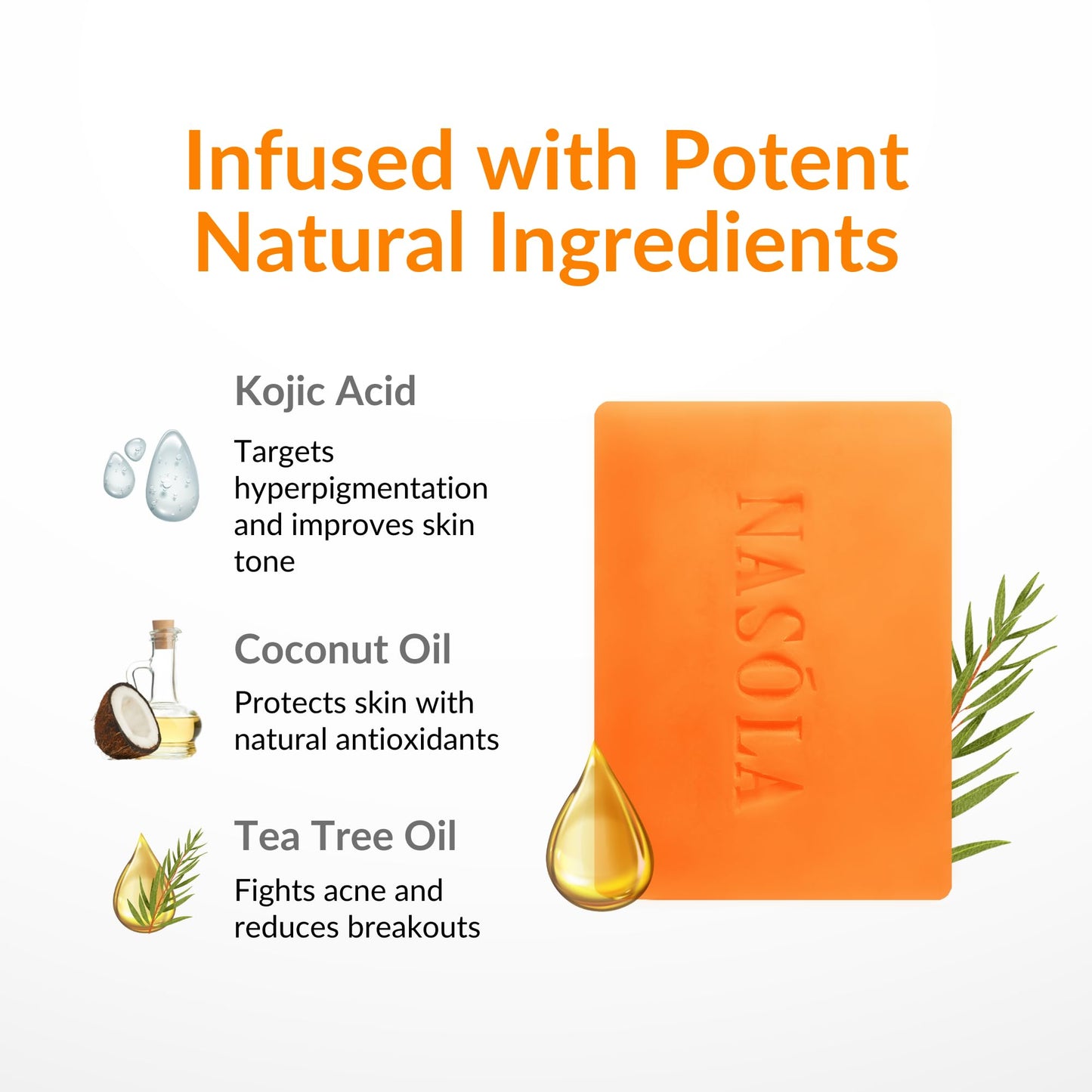 Nasola Kojic Acid Soap for Skin Clarifying, Complexion Revitalization, Radiance Boosting, Face & Body, Underarm & Armpit