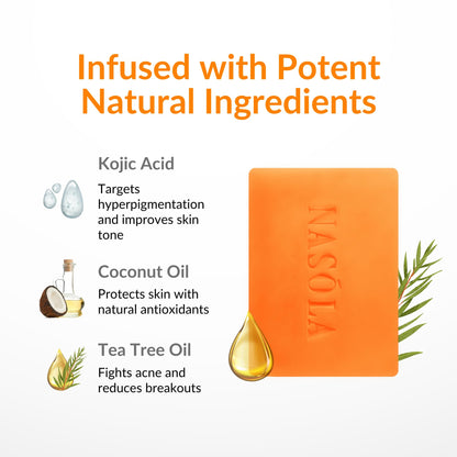 Nasola Kojic Acid Soap for Skin Clarifying, Complexion Revitalization, Radiance Boosting, Face & Body, Underarm & Armpit