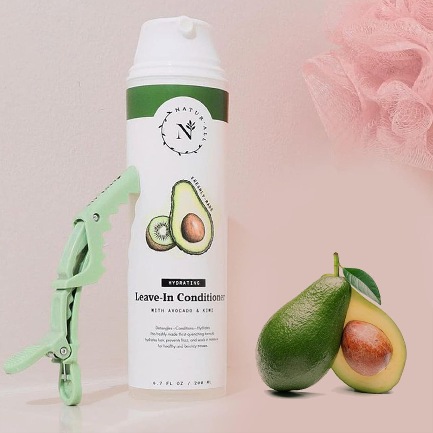 NaturAll Hydrating Avocado Leave-In Conditioner for Dry, Curly, Coily, Natural Hair - 100% Natural, Silicone-Free, Cruelty-Free (6.7 oz)