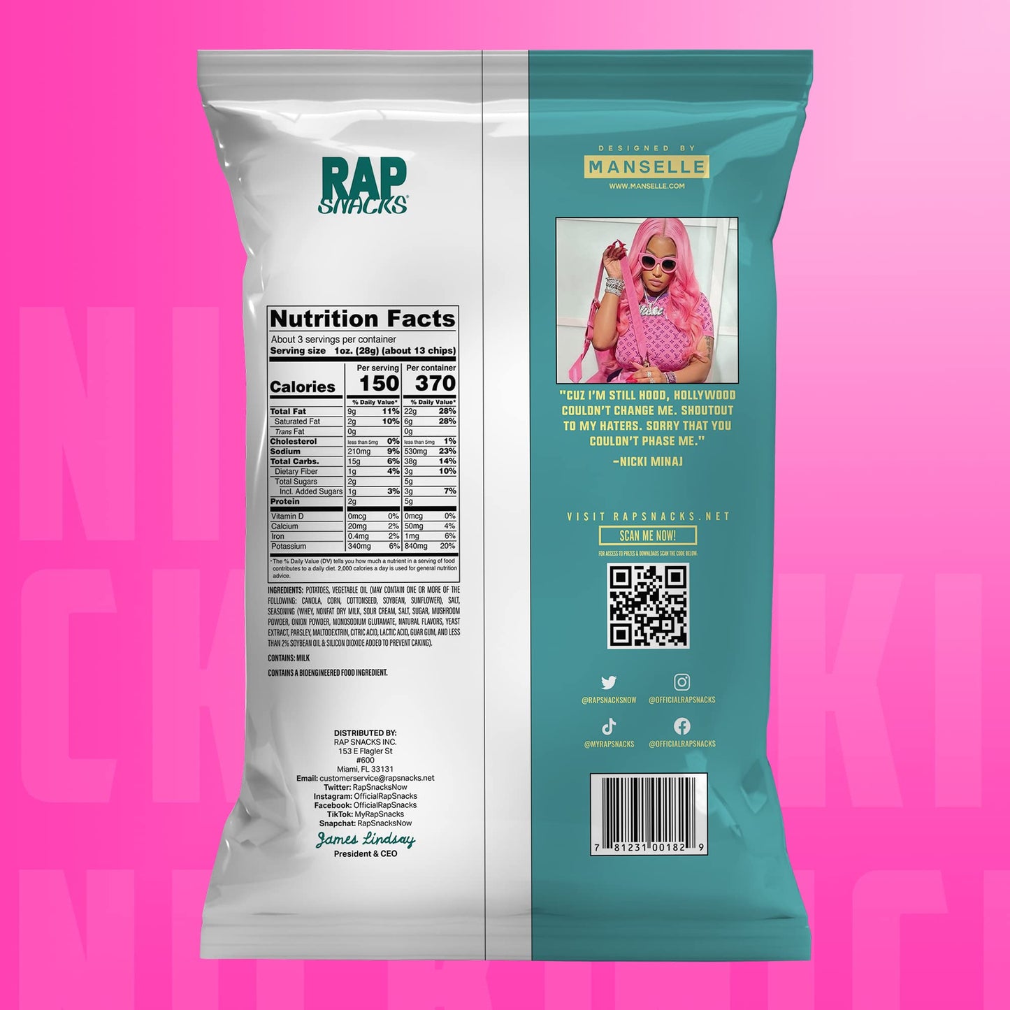 Rap Snacks Nicki Minaj Sour Cream Ranch Truffle Chips -Pack of 6