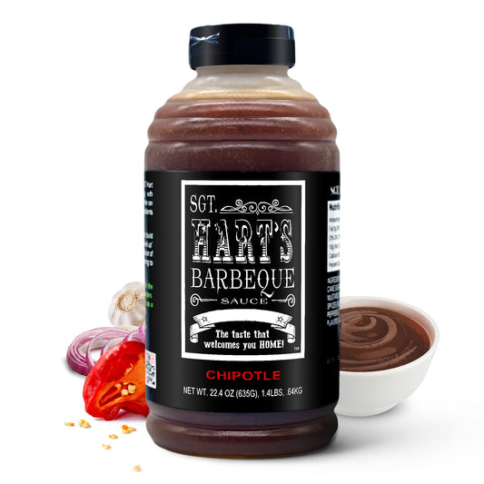 Sgt. Hart’s Chipotle Barbecue Sauce - 22.4 oz, Sweet and Hot, Versatile Sauce for Glazes, Marinades and Dips, Handcrafted Beef, Pork and Chicken Bbq Sauce