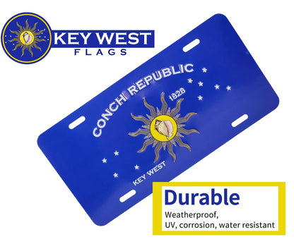 Conch Republic of Key West and The Florida Keys 3D Embossed Aluminum Car/Truck/RV/Man Cave/Golf Cart License Plate