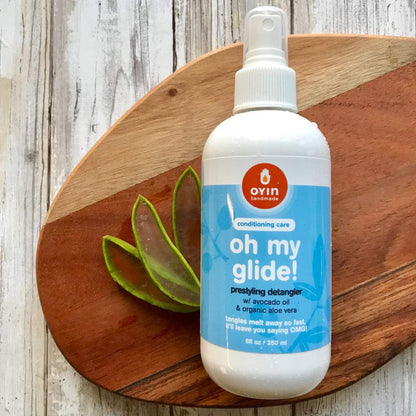 Oyin Handmade Oh My Glide! Prestyling Detangler with Avocado Oil and Organic Aloe Vera| Hair Detangling Spray| 8oz