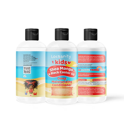 Locsanity Shea and Mango Kids 2 in 1 Shampoo and Conditioner, 12 oz, for Natural, Kinky and Curly Hair, Locs