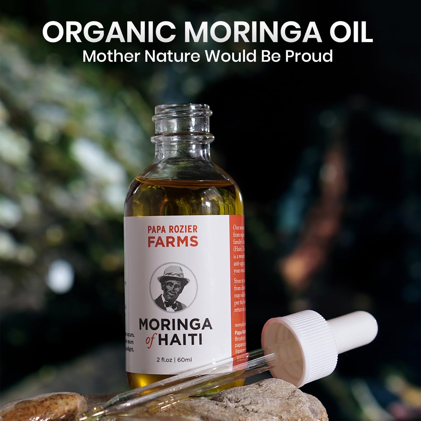 Moringa Oil of Haiti 2oz - Grown On Our Farms, Crushed In Our Farmhouse in Brooklyn - Undiluted, Cold Pressed, And Unrefined For Hair, Skin, Eyelashes, Eyebrows & Nails - from Papa Rozier Farms