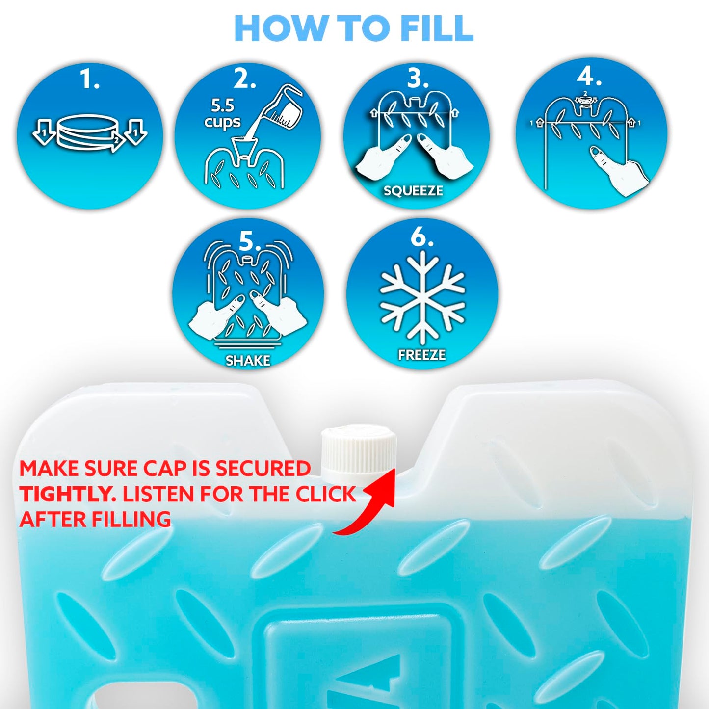 Kona (Set of 4) Blue Large & Small Ice Packs - (4 lb) Large Blue Ice Packs & (2 lb) Small Blue Ice Packs - Refreezable & Reusable for Coolers - Perfect for The Beach, Camping Trips, and Sports Events