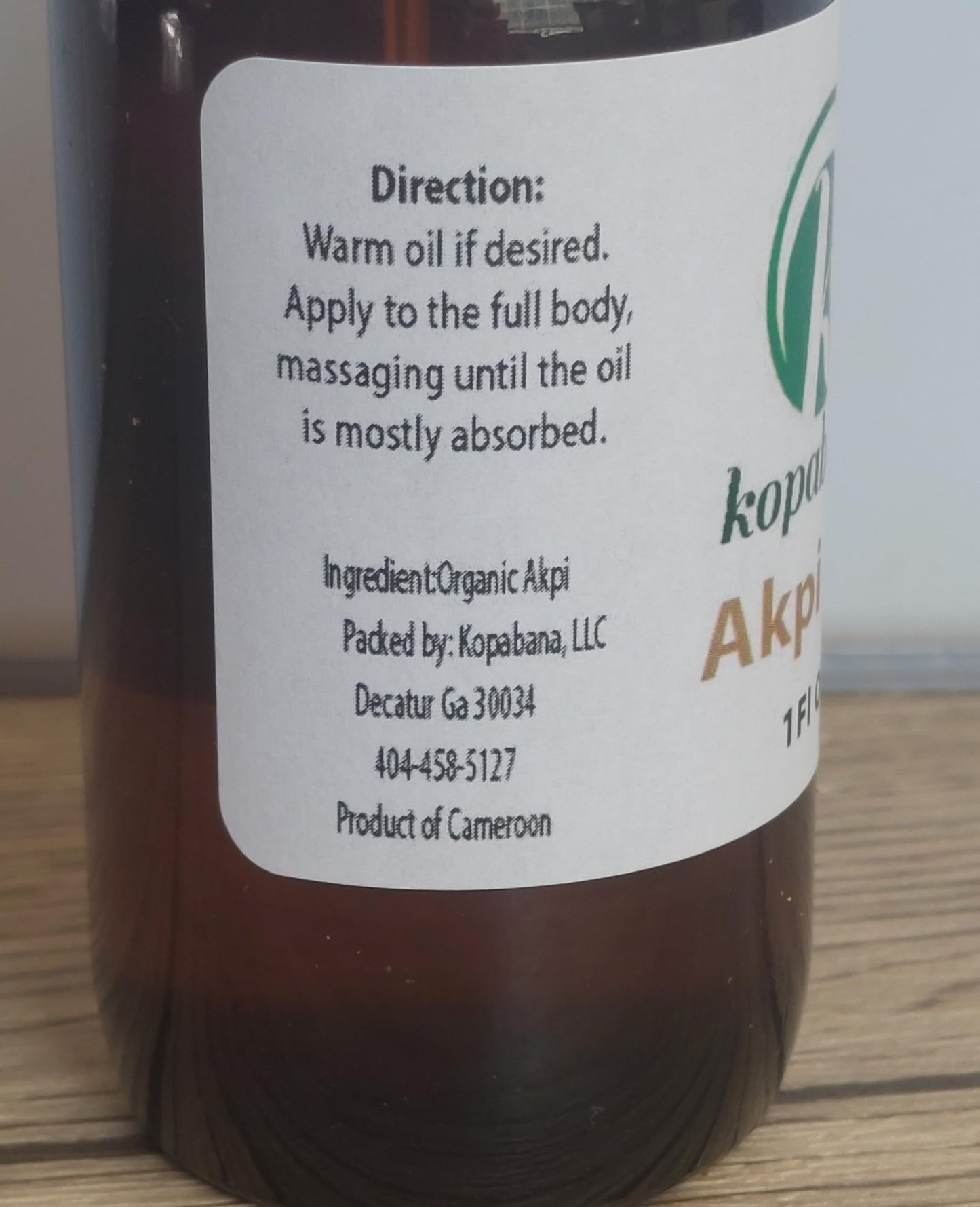 KOPABANA Akpi Oil | Ndjansan | Ricinodendron heudelotii |Cold Pressed | Organic| Extra Virgin | Massage Oil 1oz