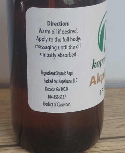 KOPABANA Akpi Oil | Ndjansan | Ricinodendron heudelotii |Cold Pressed | Organic| Extra Virgin | Massage Oil 1oz