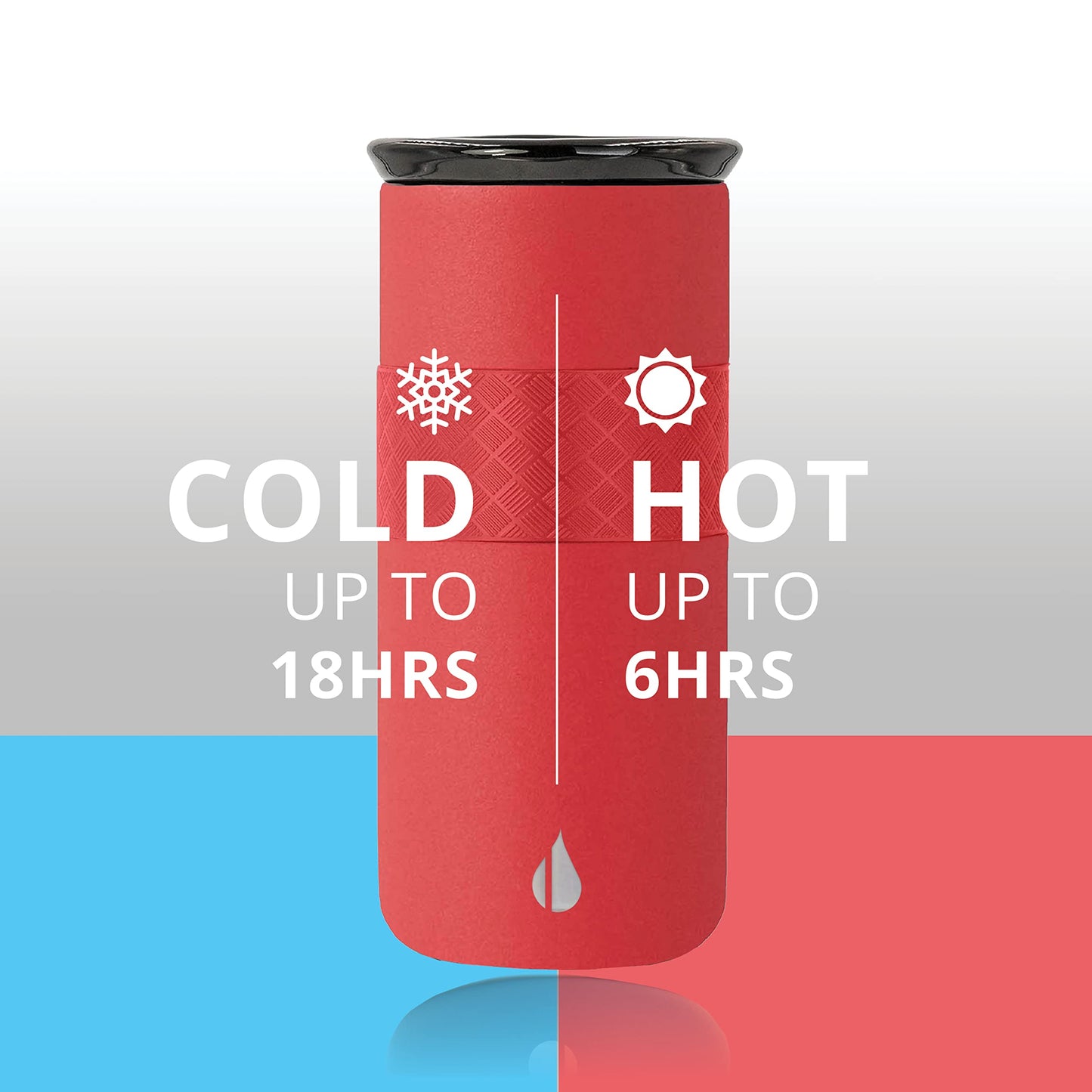 Elemental Artisan Insulated Tumbler, Triple Wall Coffee Travel Mug, Reusable Stainless Steel Coffee Tumbler with Ceramic Lid, Thermal Coffee Cups for Hot (6 Hrs) & Cold (18 Hrs), 16oz - Red