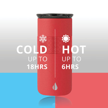 Elemental Artisan Insulated Tumbler, Triple Wall Coffee Travel Mug, Reusable Stainless Steel Coffee Tumbler with Ceramic Lid, Thermal Coffee Cups for Hot (6 Hrs) & Cold (18 Hrs), 16oz - Red