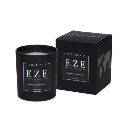 TERMINAL B Luxury Scented Candle, EZE - Buenos Aires: Black Currant & Amber, Travel Inspired Airport Coded Candle, 10.58 oz, 60 Hour Burn Time, Made in Los Angeles