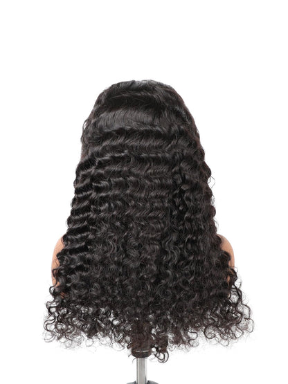 BLY Wear and Go Glueless Wig 13x4 Full HD Skinlike Lace Frontal Wigs Human Hair Pre Cut Lace Pre Plucked Loose Deep Wave Hair Ready to Wear Wig for Women Natural Black Color 24 Inch