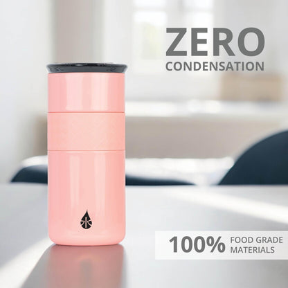 Elemental Artisan Insulated Tumbler, Triple Wall Coffee Travel Tumbler, Reusable Stainless Steel Coffee Tumbler with Ceramic Lid, Thermal Coffee Cup for Hot (6 Hrs) & Cold (18 Hrs), 16oz - Gloss Rose