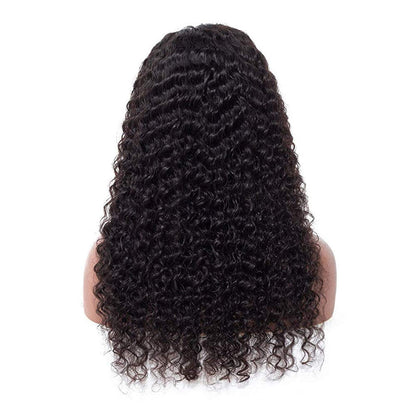 BLY Human Hair Lace Front Wig Deep Wave 4x4 Lace Closure HD Transparent Wigs for Women 180% Density Brazilian Virgin Hair Pre Plucked with Baby Hair Natural Black Color 18 Inch
