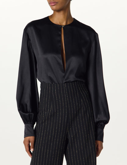 Sergio Hudson, Keyhole Body Blouse, XL, Onyx