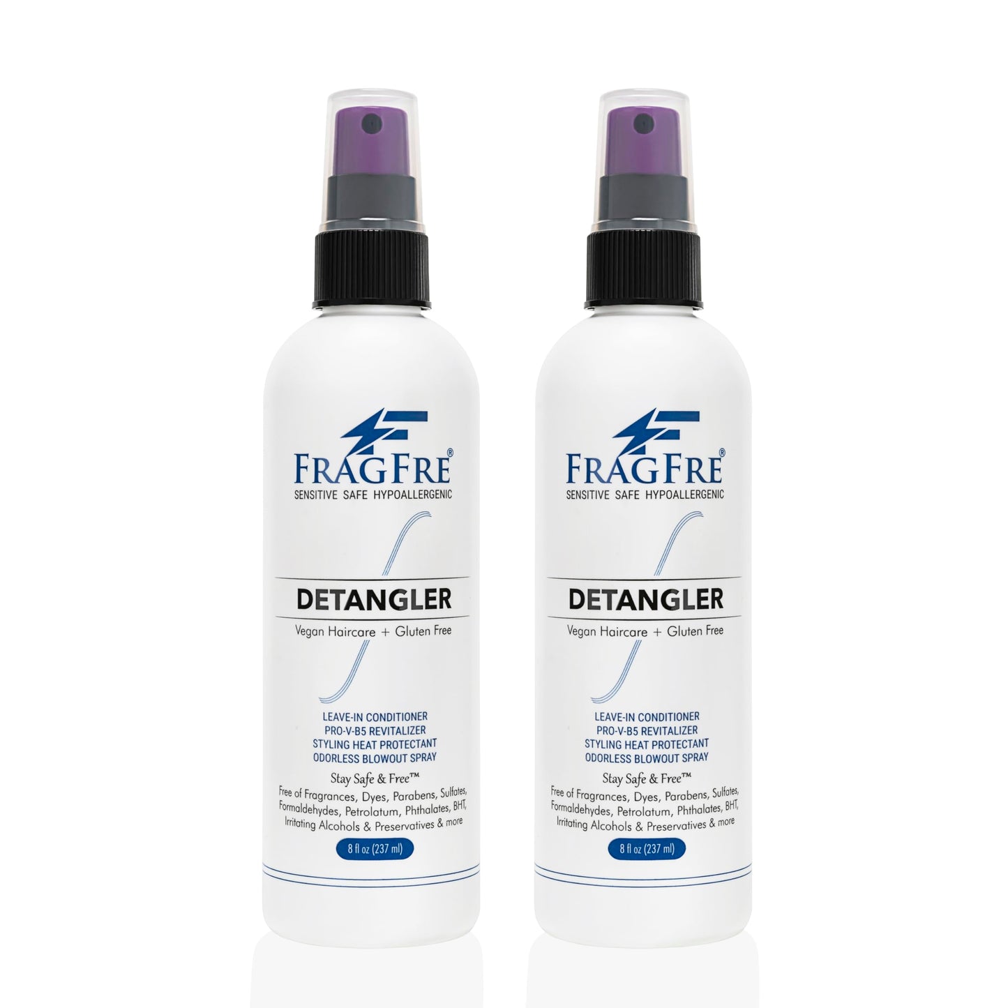 FRAGFRE Hair Detangler Spray, 8 oz - Leave in Conditioner for Sensitive Skin and Scalp - Styling Heat Protectant Spray - Gluten Free Vegan Cruelty Free