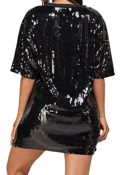 2Chique Boutique Women's Sequin T Shirt Dress Birthday Queen with Heart One Size Fits All