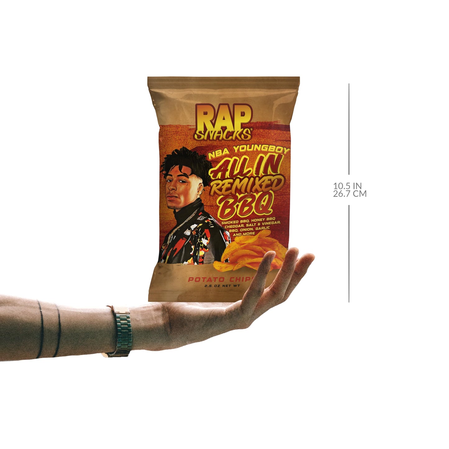 Rap Snacks YoungBoy Never Broke Again All In Remixed BBQ Potato Chips 2.5 Oz Bags - Pack of 6