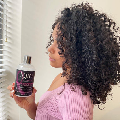 tgin Green Tea Super Moist Leave in Conditioner and Curl Bomb Moisturizing Gel - for Natural Hair - Gift Set - Curly - Dry - Moisture - Black Owned, Women Owned Business - Pack of 2-13 oz