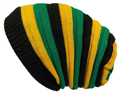 Jamaican Roots Slouchy Beanie Tam Black Green Gold for Men & Women