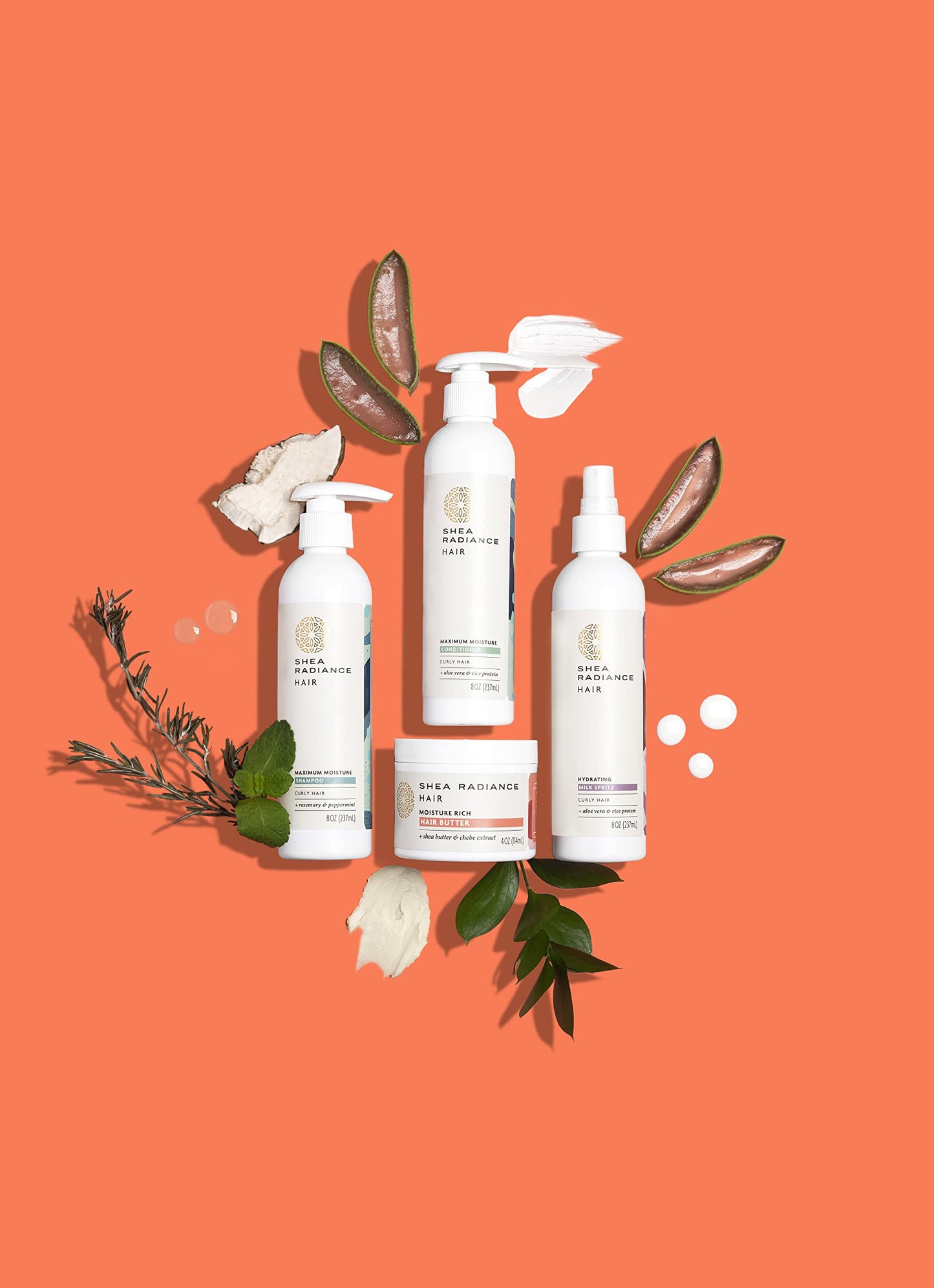 Shea Radiance Hydrating Hair Milk Spritz w/Natural Essential Oils & Rice Bran Oil | Detangle, Hydrate, & Protect Locks | 8oz