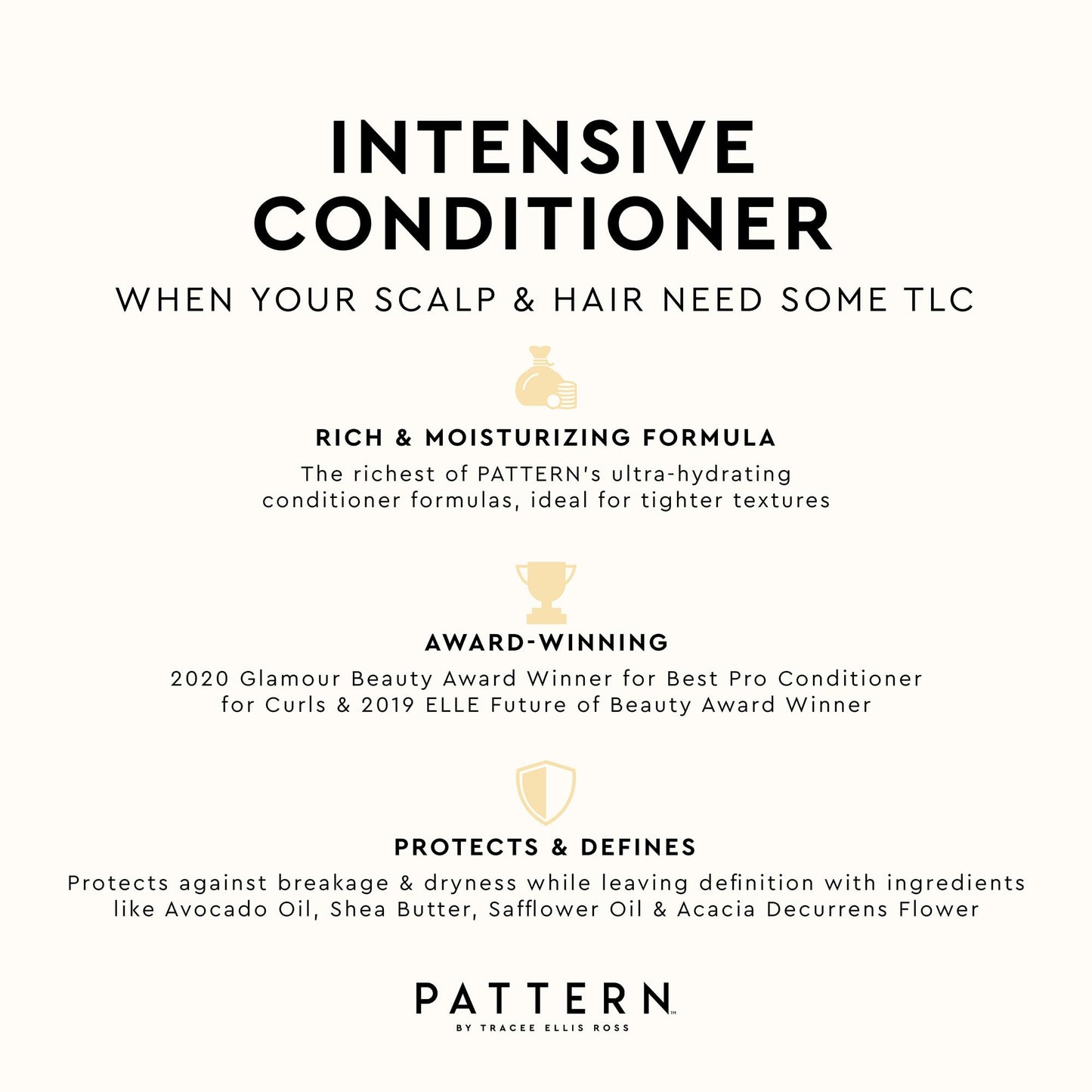 PATTERN Beauty by Tracee Ellis Ross Intensive Conditioner, 3 Fl Oz, Shea Butter, Avocado Oil & Vitamin E, Extreme Moisture for Curly Hair, Curl Restoration and Tight-Textures, 3a-4c