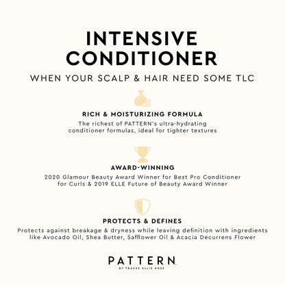 PATTERN Beauty by Tracee Ellis Ross Intensive Conditioner, 3 Fl Oz, Shea Butter, Avocado Oil & Vitamin E, Extreme Moisture for Curly Hair, Curl Restoration and Tight-Textures, 3a-4c