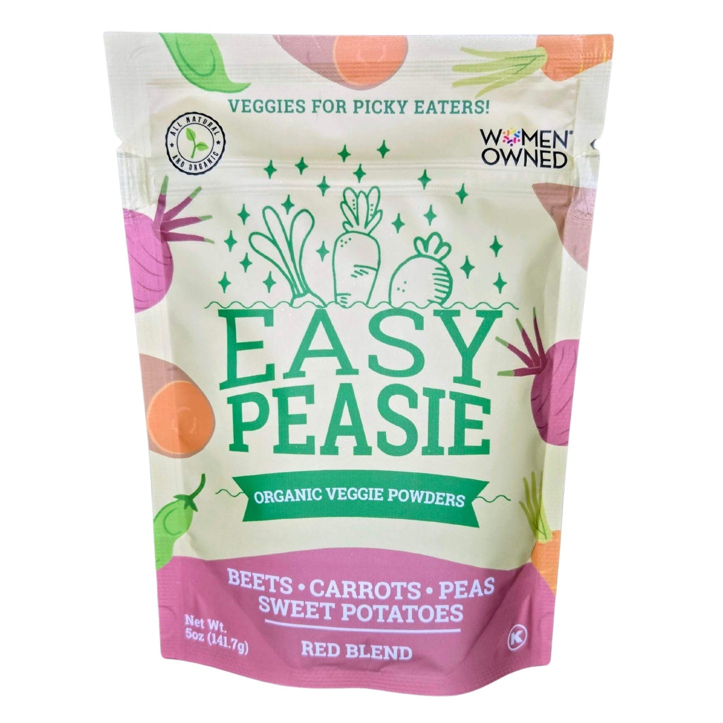 Easy Peasie Organic Vegetable Powder Blends for Picky Eaters | Veggie Additive for Kids (Red 5oz Pouch)