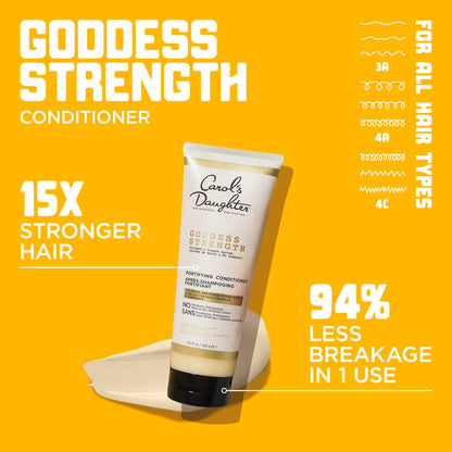 Carol's Daughter Goddess Strength Fortifying Conditioner For Wavy, Coily and Curly Hair, Sulfate Free Conditioner with Castor Oil for Weak Hair, 11 Fl Oz