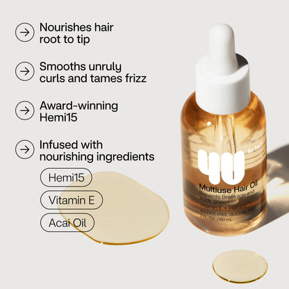 4U by Tia Multi-Use Hair Oil - HEMI15 & Vitamin C - Nourish, Repair, Frizz Control, Natural Ingredients (2 fl oz)