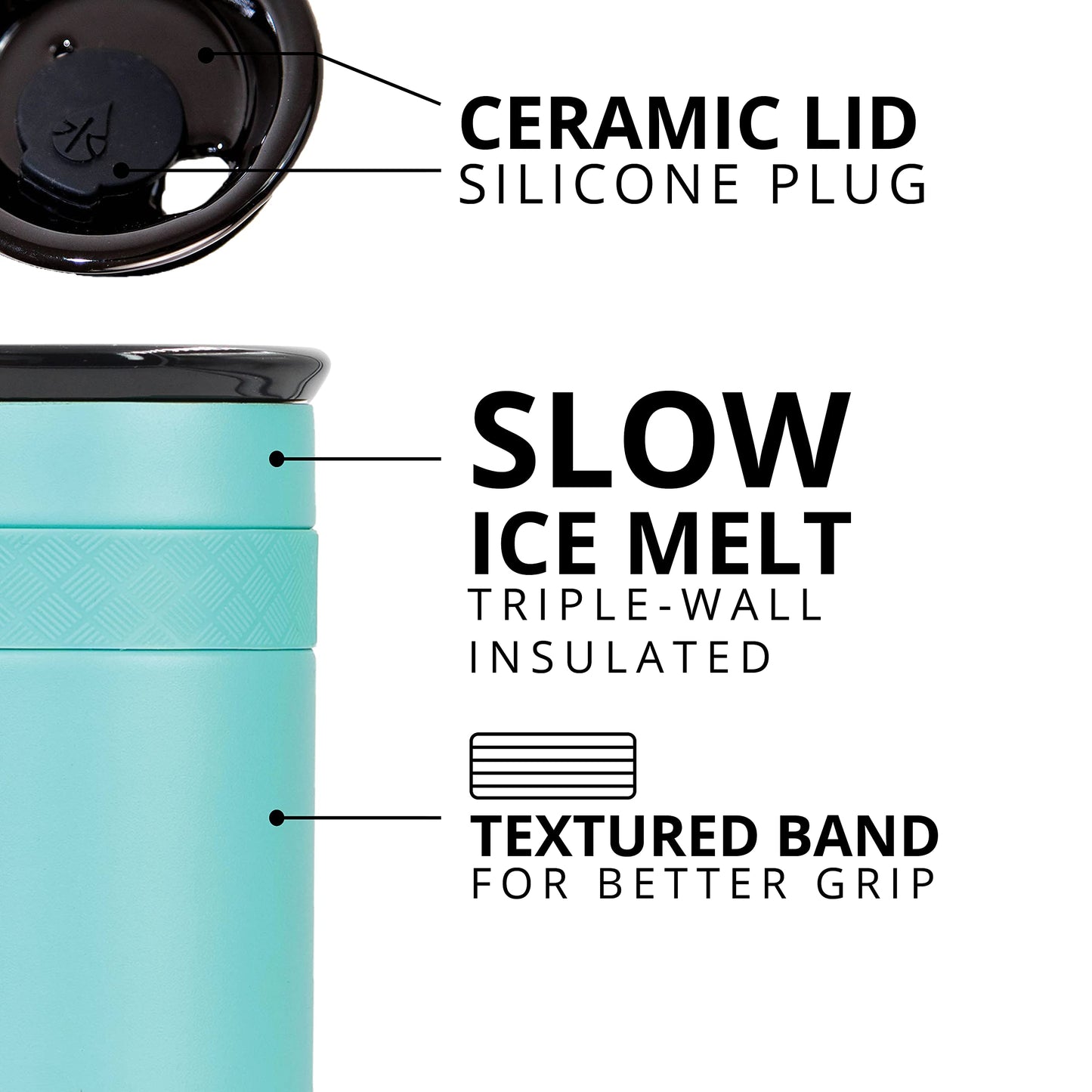 Elemental Artisan Insulated Tumbler, Triple Wall Coffee Travel Mug, Reusable Stainless Steel Coffee Tumbler with Ceramic Lid, Thermal Coffee Cups for Hot (6 Hrs) & Cold (18 Hrs), 12oz - Robin's Egg